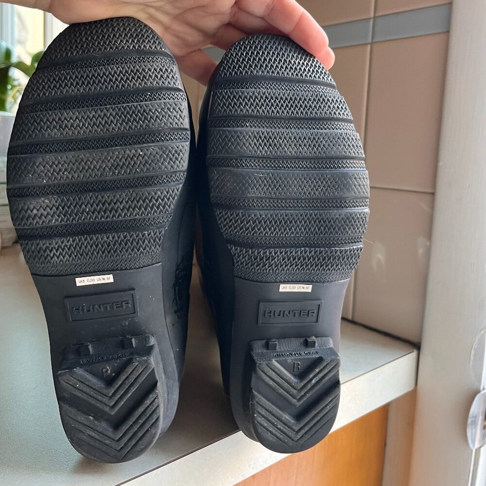 Hunter Fisherman Black Clear Buckle Rubber Tall Rain Outdoor Boots Shoes US 8 - Picture 9 of 11